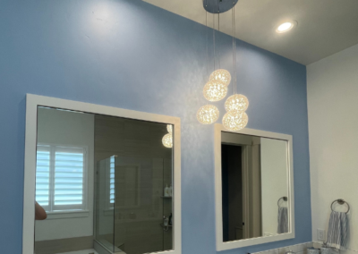 Bathroom interior with fresh paint and modern fixtures