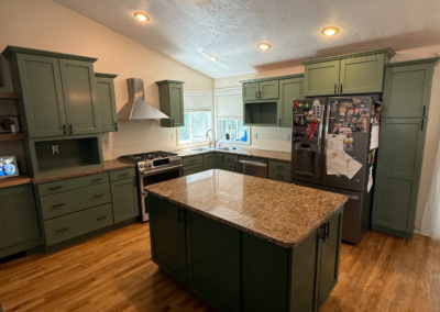 Kitchen with painted cabinets and island design