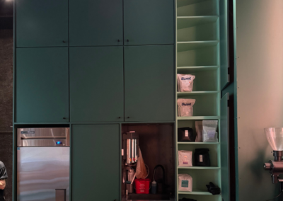 Built-in cabinets with shelving and painted finish