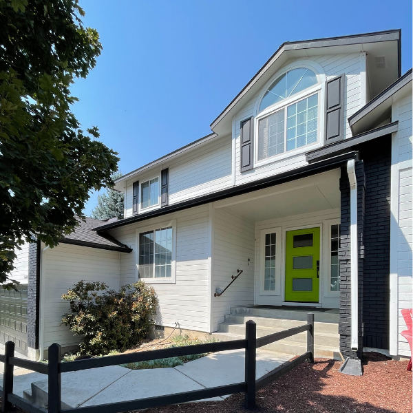 Residential home exterior with clean painted siding