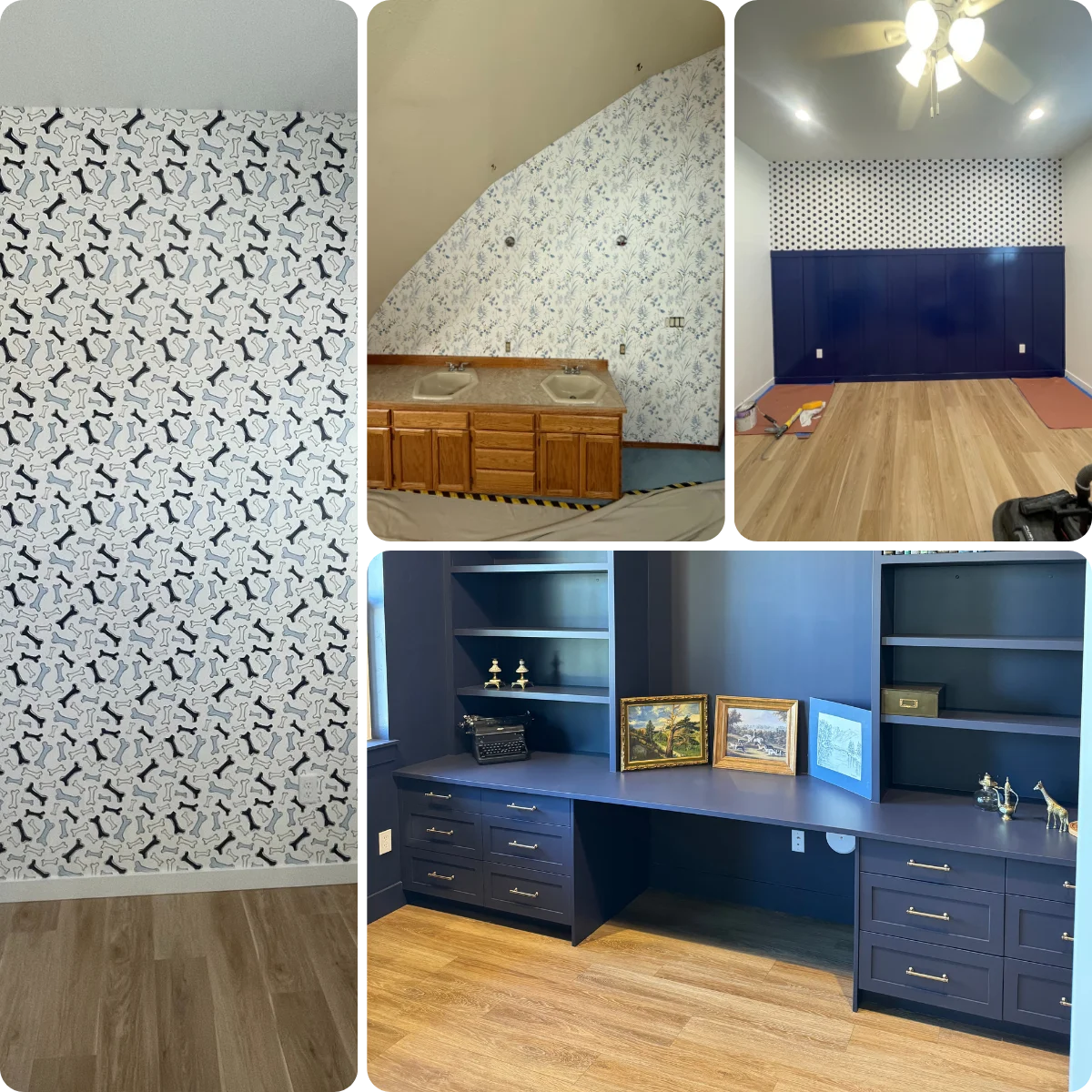 Specialty finishes including textured walls, ceilings, and painted cabinetry