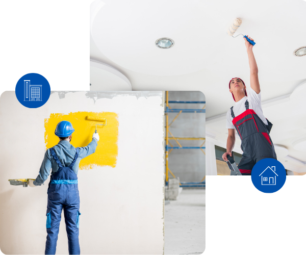 Professional painters working on interior and exterior painting projects