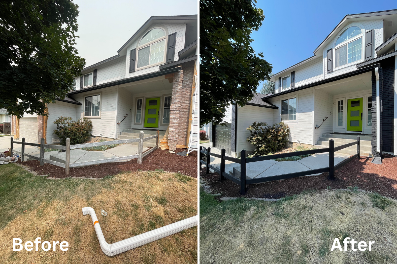 Residential exterior showing completed painting work