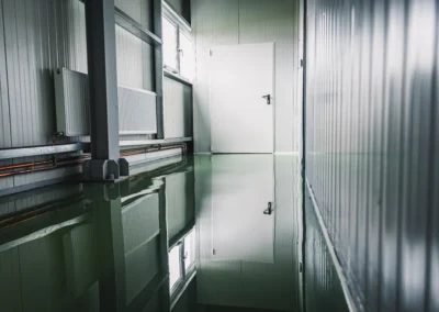 Commercial kitchen with seamless epoxy flooring