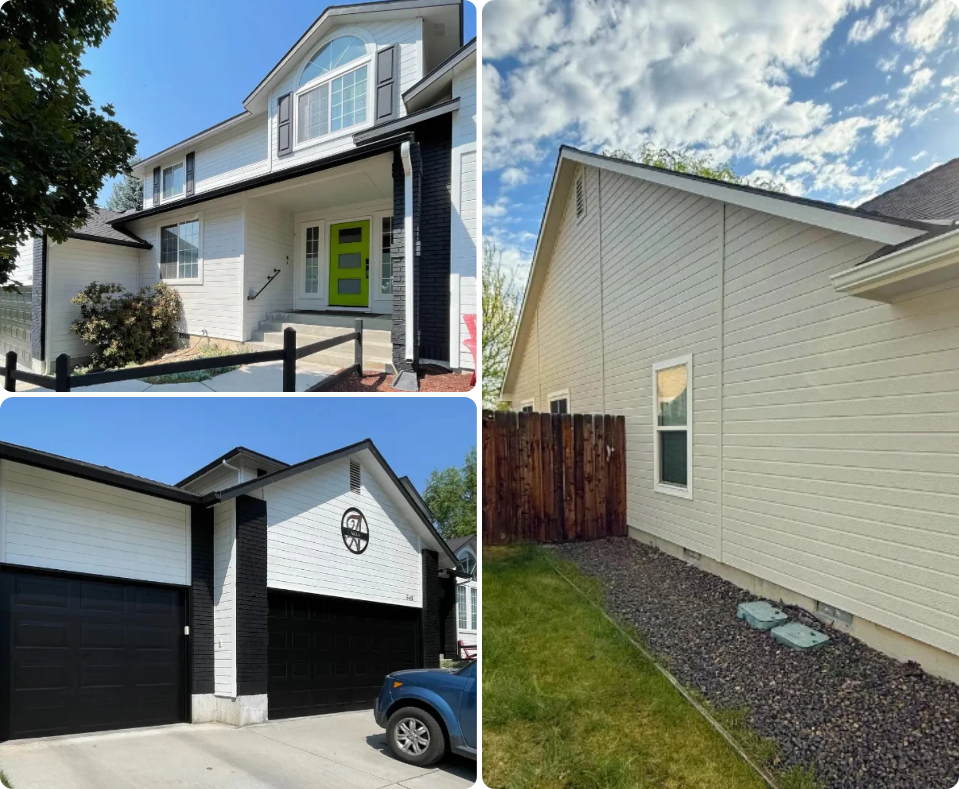 Exterior surfaces showing siding, trim, and materials before painting preparation