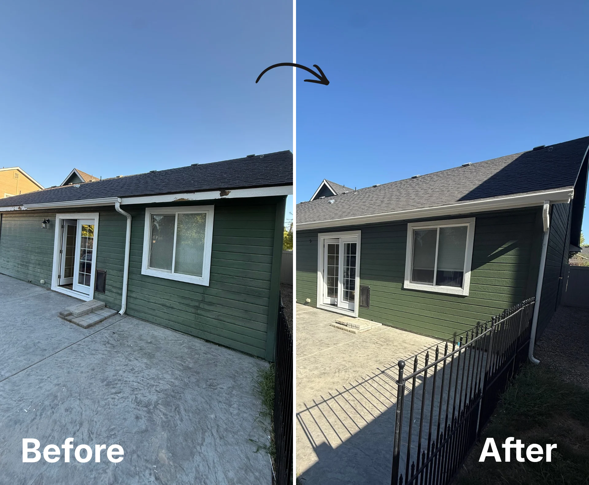 Exterior home with freshly painted siding and completed finish